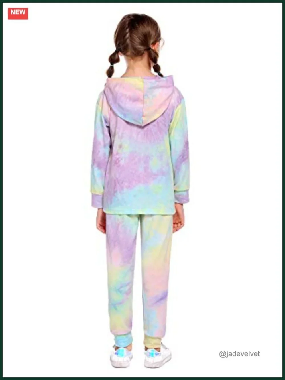 Girls Tie-Dye 2-Piece Hooded Sweatshirt Set Sweatsuit